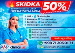 SKIDKA 50% OPERATSIYALARGA Prof Med Service Endoxirurgiya markazi klinikasida!